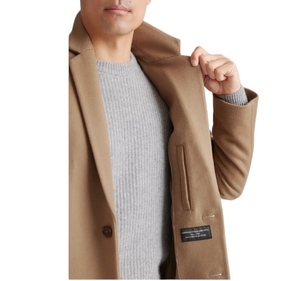 NWT QUINCE Italian Wool Overcoat Double-Breasted Dark Camel Tan Men’s Small - Picture 7 of 16